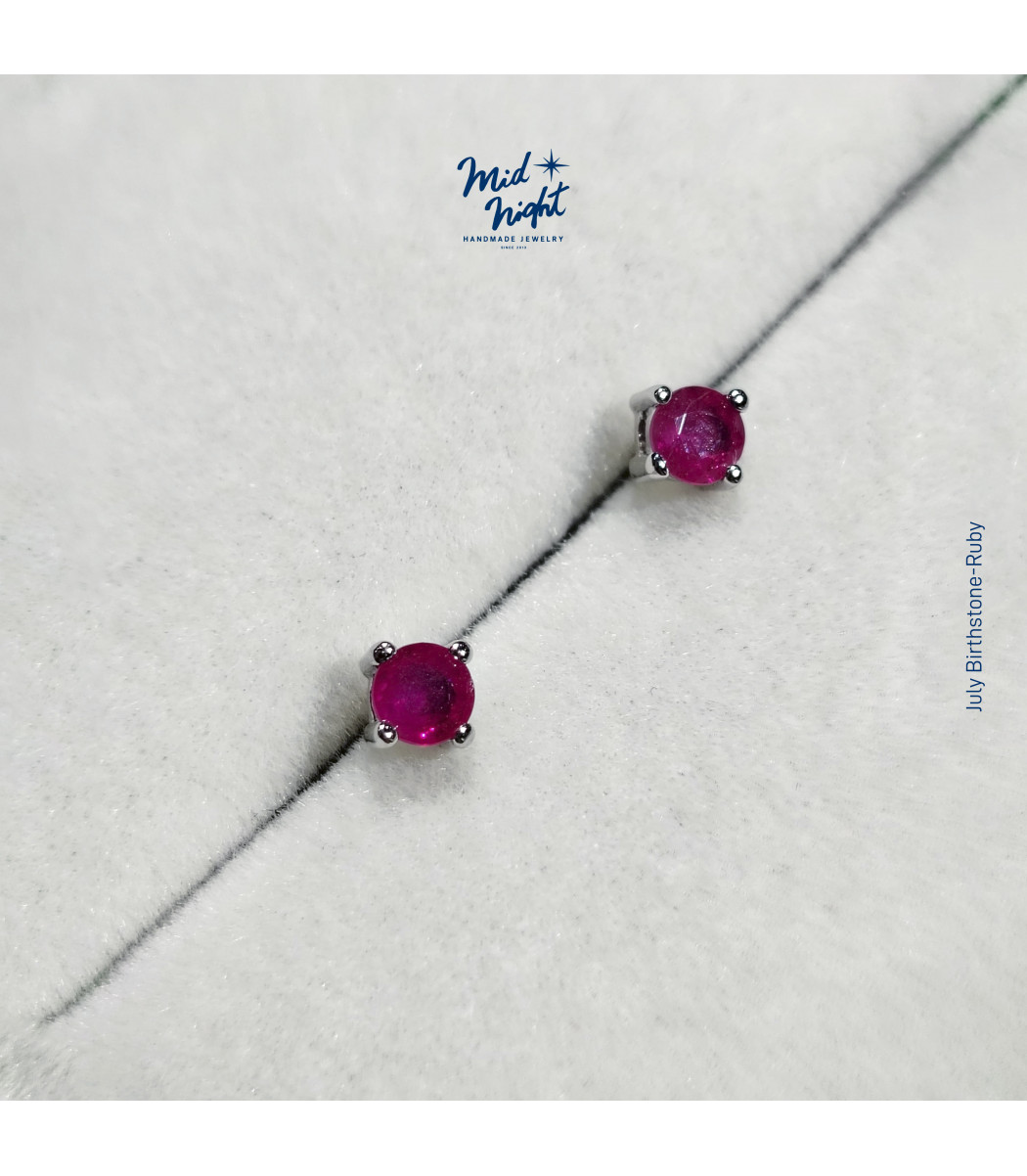 July Birthstone-Ruby Simple Earrings